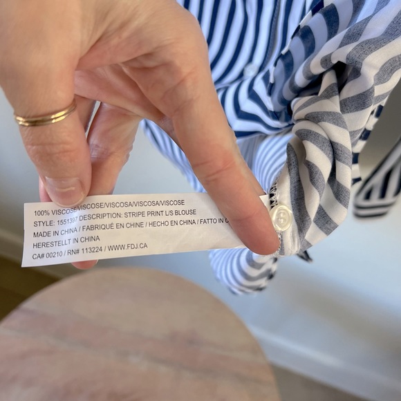 FDJ blouse stripes navy size 8 medium - Picture 5 of 8